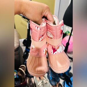 The Children's Place Pink Puffer Jacket and matching boots